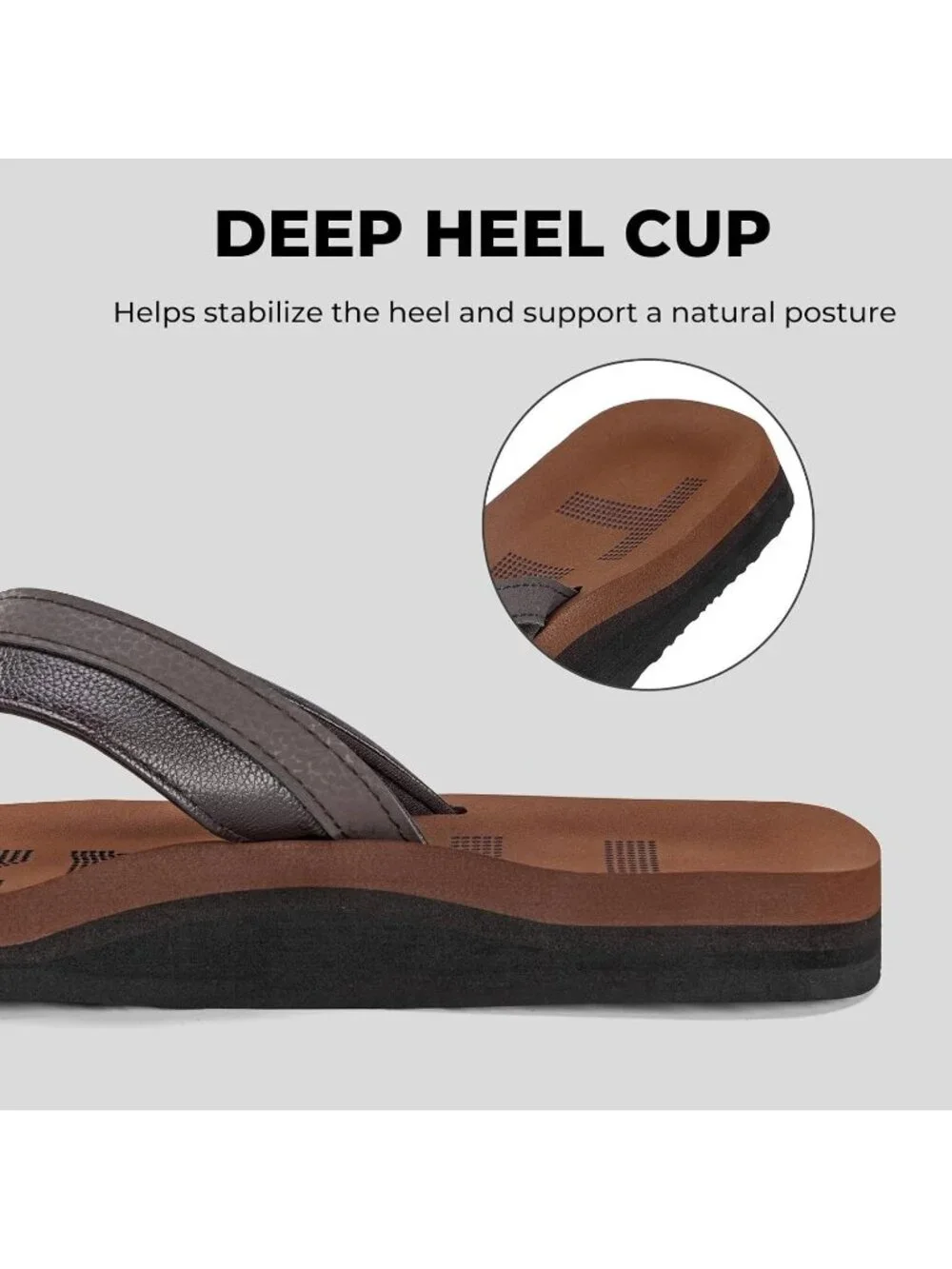 Men's Brown Flip Flops With Arch Support Summer Outdoor Beach Sandals